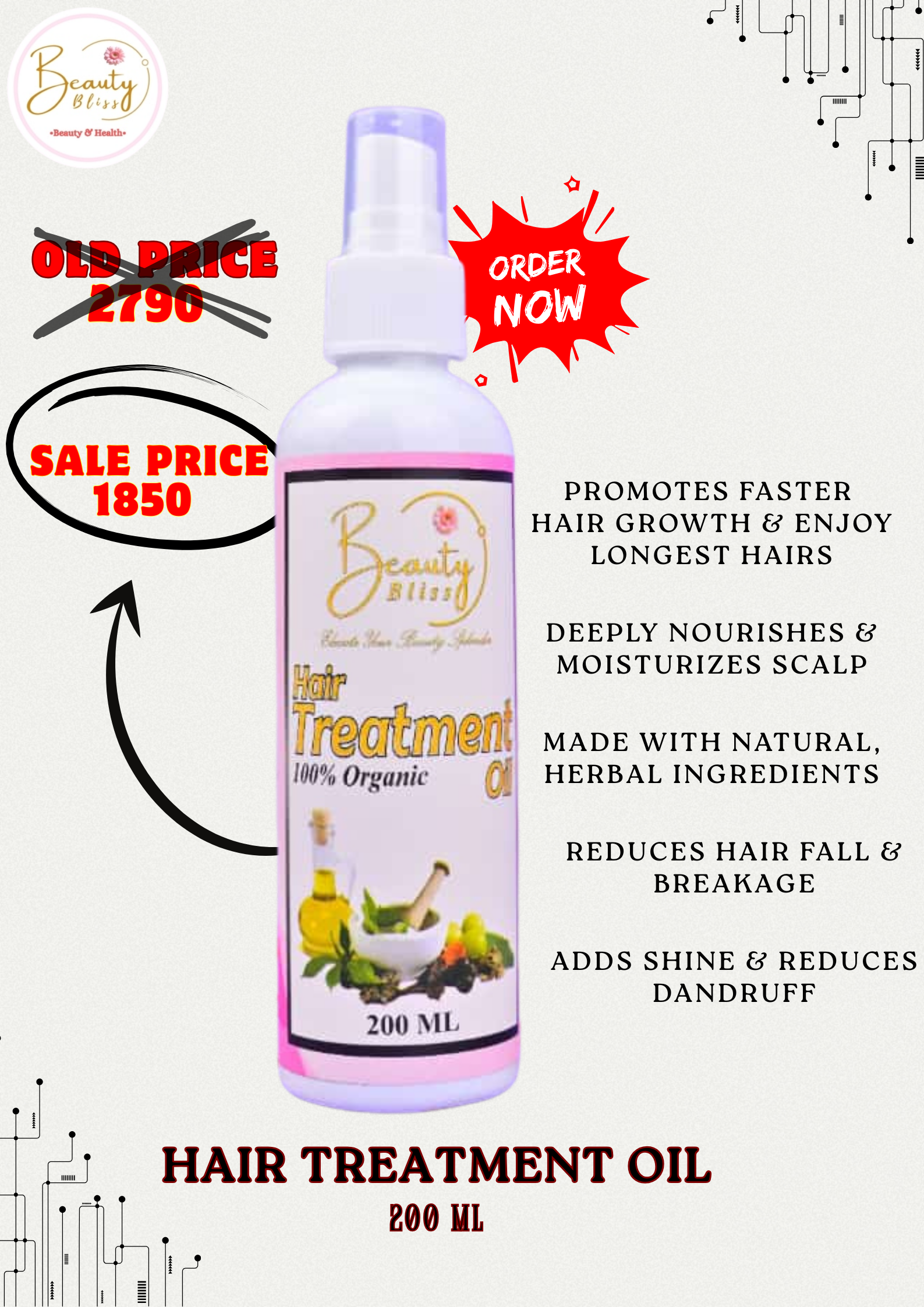 Hair care Oil 100% Organic 200 ML BIG SIZE